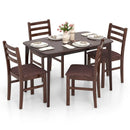 Vintage Wooden Dining Table Set for 4 with Padded Seat and Curved Backrest by LJGDeals
