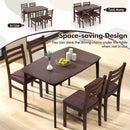 Vintage Wooden Dining Table Set for 4 with Padded Seat and Curved Backrest by LJGDeals
