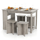 5 Pieces Dining Table Set with Storage Shelf and 4 Stools by DirectDeals