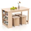 5 Pieces Dining Table Set with Storage Shelf and 4 Stools by LJGDeals