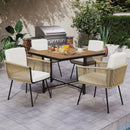 5 Pieces Patio Dining Set with Acacia Wood Tabletop by LJGDeals