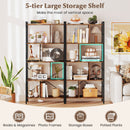 5-tier Bookcase 61 Inch Tall Industrial Bookshelf with Metal Frame by LJGDeals