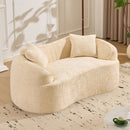 Curved 2 Person Compress Sofa With Armrests, Includes Pillows by HouseOfZazla