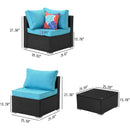 7 Piece Outdoor PE Wicker Furniture Set, Patio Black Rattan Sectional Sofa Couch with Washable Cushions