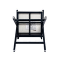 Woven Cane Plastic Backrest Bar Stool Foam Padded Fabric Seat & Durable Rubberwood Frame - Cream Gray