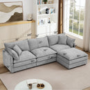 Contemporary Modular Sectional Sofa, 105 Inch L-Shaped Couch Set with Movable Ottoman, Chenille Grey