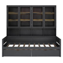 Daybed With Glass Door Storage Cabinets, Built In LED Lighting And Shelves by HouseOfZazla