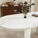 Oval Dining Table With Wood Strip Base by HouseOfZazla