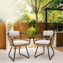 Outdoor Wicker Dining Chairs Set of 2 with Cushions by HouseOfZazla