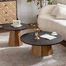 Round Coffee Table - Sturdy Pedestal Wooden Tea Table for Living Room