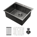 Topmount Kitchen Sink 16 Gauge, Single Bowl by HouseOfZazla