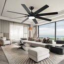Large Ceiling Fans With Lights And Remote, Indoor / Outdoor Modern Ceiling Fan For Kitchen Living Room Patio, 6 Speed Reversible Quiet DC Motor, Dual Finish 8 Blades - Black by HouseOfZazla