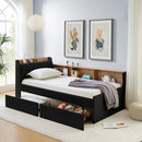Upholstered Daybed With Storage Headboard, Wireless Charging, LED Lights by Unique Piece Furniture