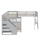 Solid L Shaped Bunk Bed With 3 Drawers, Ladder And Staircase