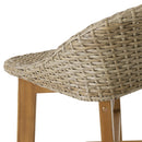 Beeson Outdoor Wicker and Acacia Wood Barstools Set, Water Resistant - Brown