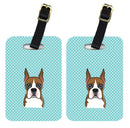 Checkerboard Blue Boxer Luggage Tag