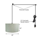 18"W 1 Light Swag Plug-In Pendant  Textured Oatmeal Shade Black Cord
