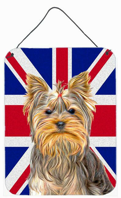 Yorkie / Yorkshire Terrier with English Union Jack British Flag Wall or Door Hanging Prints KJ1163DS1216