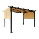 9.5 x 12 Ft Outdoor Pergola Patio Gazebo,Retractable Shade Canopy,Steel Frame Grape Gazebo,Sunshelter Pergola for Gardens,Terraces,Backyard-Khaki