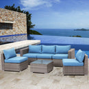 Armless Patio Sofa Set, With UV Resistant Frame And Waterproof Cushions - Blue / Brown by HouseOfZazla