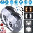 2Pcs 7In 40W Round LED Headlights 3800LM Halo Car Headlamp with DRL Turn Light High Low Beam Fit for Honda Yamaha Motorcycle Jeep Wrangler TJ JK CJ