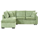 82.67"Convertible Sofa Bed Sectional Sofa Sleeper L-shaped Sofa with a Storage Ottoman,Two Pillows, Two Power Sockets and Two USB Ports for Living Room, Green
