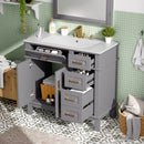 36" Gray Modern Bathroom Vanity with Ceramic Sink