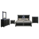 Ravenne 5-piece Velvet Upholstered Eastern King LED Bedroom Set Black