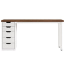 Computer Desk With 5 Drawers, Reversible Cabinet Design