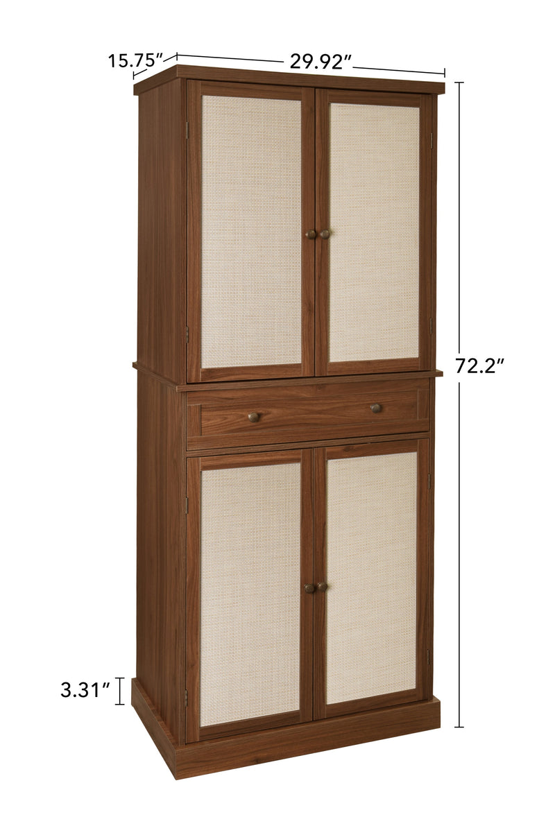 4 Door Cabinet with 1 Drawer, with 4 Adjustable Inner Shelves, Storage Cabinet