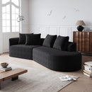 Upholstered Oversized Sectional Sofa, 4 Seater Extra Deep & Wide Curved Cloud Couch With 4 Throw Pillows For Living Room - Black by HouseOfZazla