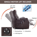 Brown PU Single Motor Power Lift Recliner Chair with Massage & Heat