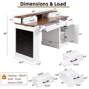 55" Farmhouse Office Desk with Storage Cabinet & Charging Station