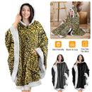 Hoodie Blanket Wrap Wearable Hoodie Snuggle Robe Sweatshirt Soft Lined Cuddle Poncho Cape w/ Hat 2 Pockets Buttons