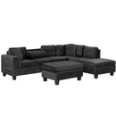 Modern Sectional Sofa With Storage Ottoman, L - Shape Couch With 2 Pillows And Cup Holders by HouseOfZazla