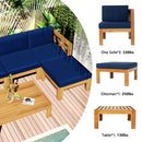 TOPMAX Outdoor 5-Piece Wood Sectional Patio Sofa Set with Blue Cushions by HouseOfZazla