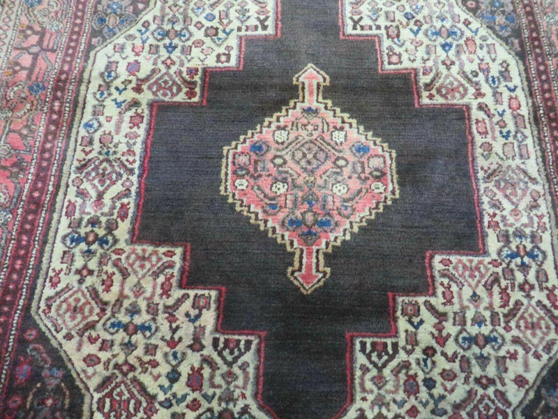 4' X 5' Antique Handmade India Floral Oriental Wool Rug Brown Vegetable Dyes
