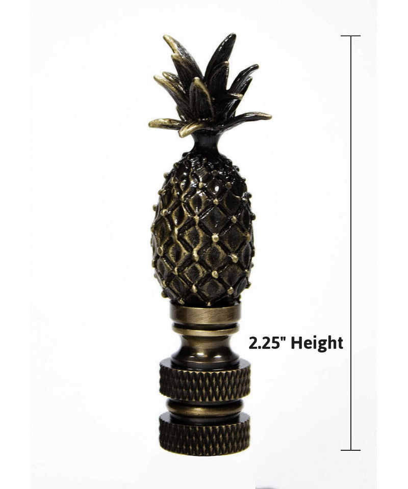 Tall Pineapple Lamp Finial Antique Brass Metal 2.5"h