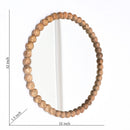 Decorative Round Hanging Wall Mirror With Bead Design Frame - Natural by HouseOfZazla
