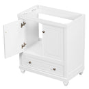 30" Bathroom Vanity without Sink, Base Only, Cabinet with Doors and Drawer, Solid Frame and MDF Board, White