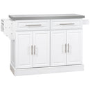 Homcom - Rolling Kitchen Island With Storage, Portable Kitchen Cart With Stainless Steel Top, 2 Drawers, Spice, Knife And Towel Rack And Cabinets by HouseOfZazla