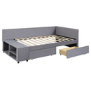 L Shaped Upholstered Platform Bed With Storage And Drawers by Unique Piece Furniture