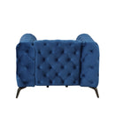 40.5" Velvet Upholstered Accent Sofa, Modern Single Sofa Chair with Button Tufted Back, Modern Single Couch for Living Room, Bedroom, or Small Space, Blue