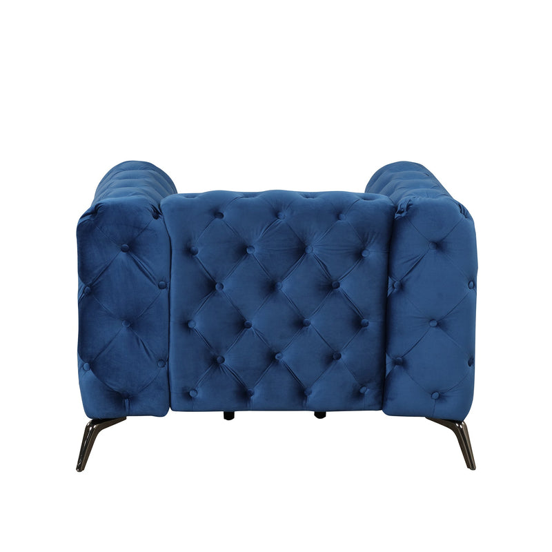 40.5" Velvet Upholstered Accent Sofa, Modern Single Sofa Chair with Button Tufted Back, Modern Single Couch for Living Room, Bedroom, or Small Space, Blue