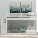 Twin Over Twin Floor Bunk Bed, Ladder With Storage by HouseOfZazla