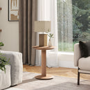 Mode - Leatherette Round C-Shaped Sofa Side Table - Saddle Brown by HouseOfZazla