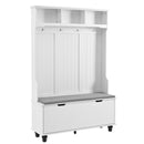 4-in-1 Entryway Bench with Coat Rack, Cushion and 4 Sturdy Hooks, 47.2" Wide Hall Tree with Storage Bench for Hallway, Entryway, Living Room