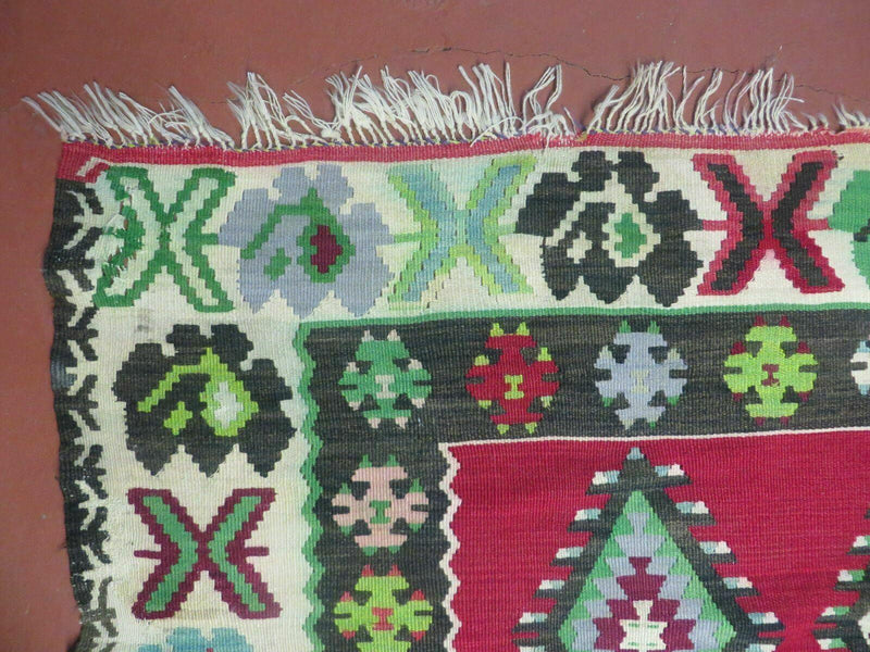 7' X 9' Vintage Turkish Kilim Handmade Flat Weave Wool Rug Veg Dye Nice