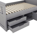 Captain Platform Bed Frame With Storage Bookcases, Shelves, And 4 Drawers by HouseOfZazla