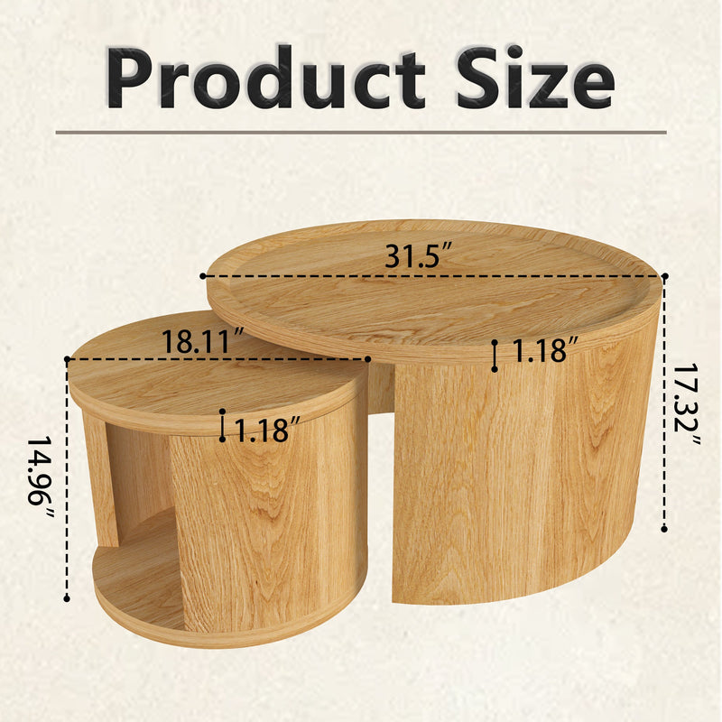 Round Nesting Coffee Table Set of 2, photo 8 of 10
